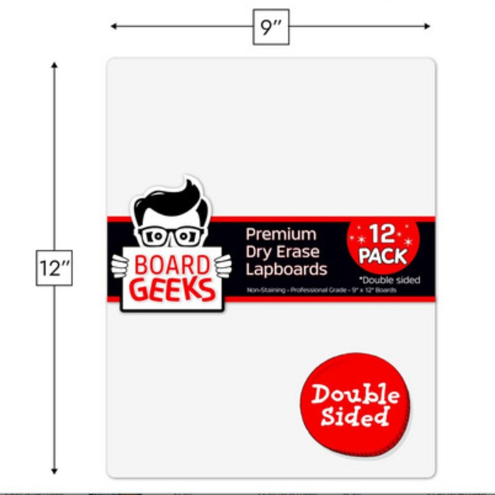 NWT~ 12 Double-Sided 9x12-Inch Dry Erase Boards for Classroom, Teachers & Kids